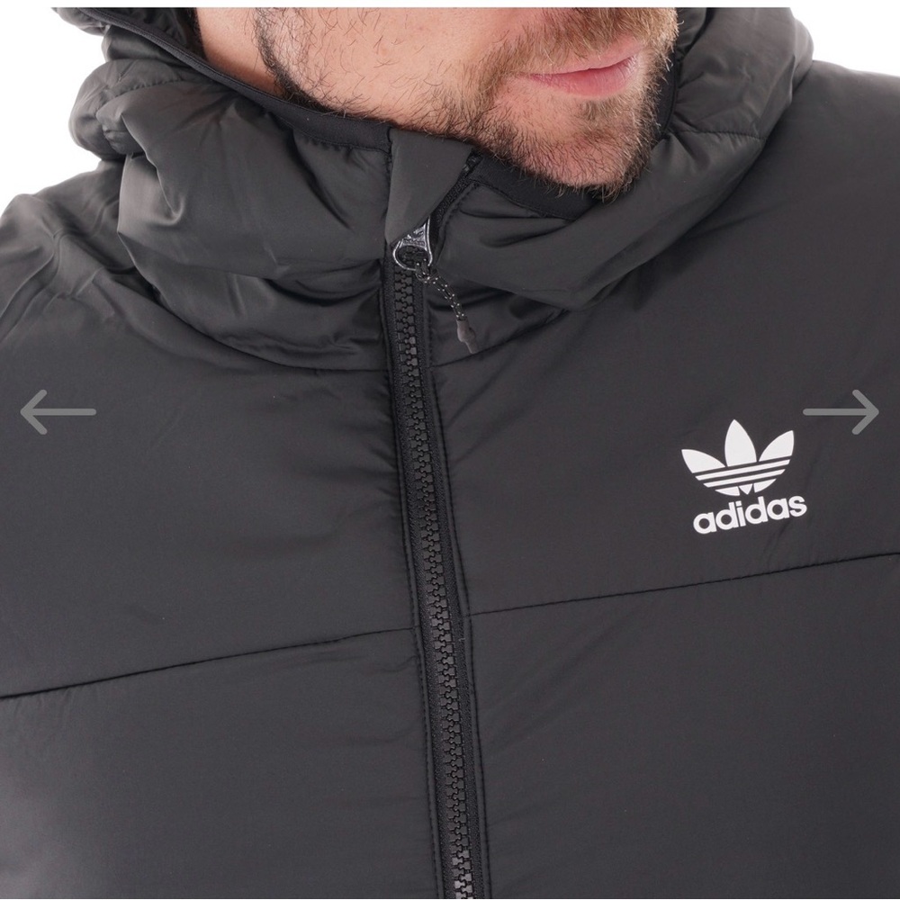 Adidas Originals  Men's Dark Gray Hooded Puffer Jacket - Picture 5 of 7